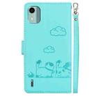 For Nokia C12 Cute Cats RFID Leather Phone Case(Green) - 3