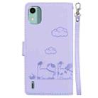 For Nokia C12 Cute Cats RFID Leather Phone Case(Purple) - 3