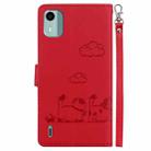 For Nokia C12 Cute Cats RFID Leather Phone Case(Red) - 3