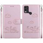 For Nokia C22 Cute Cats RFID Leather Phone Case(Rose Gold) - 1