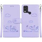 For Nokia C22 Cute Cats RFID Leather Phone Case(Purple) - 1