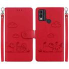For Nokia C22 Cute Cats RFID Leather Phone Case(Red) - 1