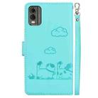 For Nokia C32 Cute Cats RFID Leather Phone Case(Green) - 3