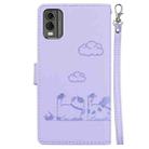 For Nokia C32 Cute Cats RFID Leather Phone Case(Purple) - 3
