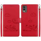 For Nokia C32 Cute Cats RFID Leather Phone Case(Red) - 1