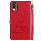 For Nokia C32 Cute Cats RFID Leather Phone Case(Red) - 3