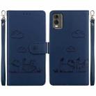 For Nokia C32 Cute Cats RFID Leather Phone Case(Blue) - 1