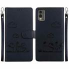 For Nokia C32 Cute Cats RFID Leather Phone Case(Black) - 1