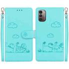For Nokia G21 / G11 Cute Cats RFID Leather Phone Case(Green) - 1
