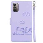 For Nokia G21 / G11 Cute Cats RFID Leather Phone Case(Purple) - 3