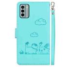 For Nokia G22 Cute Cats RFID Leather Phone Case(Green) - 3
