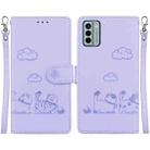 For Nokia G22 Cute Cats RFID Leather Phone Case(Purple) - 1