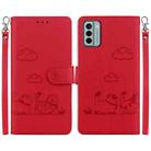 For Nokia G22 Cute Cats RFID Leather Phone Case(Red) - 1