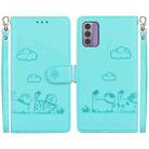 For Nokia G42 Cute Cats RFID Leather Phone Case(Green) - 1