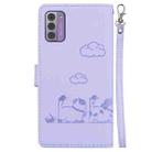 For Nokia G42 Cute Cats RFID Leather Phone Case(Purple) - 3