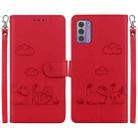 For Nokia G42 Cute Cats RFID Leather Phone Case(Red) - 1