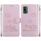 For Nokia XR21 Cute Cats RFID Leather Phone Case(Rose Gold) - 1