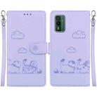 For Nokia XR21 Cute Cats RFID Leather Phone Case(Purple) - 1