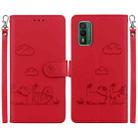 For Nokia XR21 Cute Cats RFID Leather Phone Case(Red) - 1