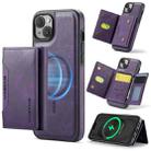 For iPhone 13 DG.MING MAGKING-K2 Series MagSafe RFID Card Bag Detachable Phone Case(Purple) - 1