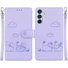For Samsung Galaxy M15 / F15 Cute Cats RFID Leather Phone Case(Purple) - 1