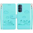 For Samsung Galaxy M35 Cute Cats RFID Leather Phone Case(Green) - 1