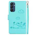 For Samsung Galaxy M35 Cute Cats RFID Leather Phone Case(Green) - 3