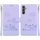 For Samsung Galaxy M34 / F34 Cute Cats RFID Leather Phone Case(Purple) - 1