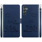 For Samsung Galaxy M34 / F34 Cute Cats RFID Leather Phone Case(Blue) - 1
