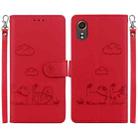 For Samsung Galaxy Xcover 7 Cute Cats RFID Leather Phone Case(Red) - 1