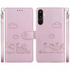 For Samsung Galaxy M16 5G / F16 5G / M36 5G Cute Cats RFID Leather Phone Case(Rose Gold) - 1