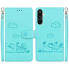 For Samsung Galaxy M16 5G / F16 5G / M36 5G Cute Cats RFID Leather Phone Case(Green) - 1