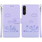 For Samsung Galaxy M16 5G / F16 5G / M36 5G Cute Cats RFID Leather Phone Case(Purple) - 1