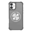 For iPhone 16 CD Texture 360 Degree Rotating Holder MagSafe Phone Case(Grey) - 1