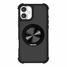 For iPhone 16 Plus CD Texture 360 Degree Rotating Holder MagSafe Phone Case(Black) - 1