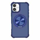 For iPhone 16 Plus CD Texture 360 Degree Rotating Holder MagSafe Phone Case(Blue) - 1