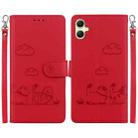 For Samsung Galaxy A05 Cute Cats RFID Leather Phone Case(Red) - 1