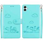 For Samsung Galaxy A04e / F04 / M04 Cute Cats RFID Leather Phone Case(Green) - 1