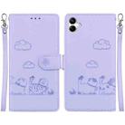For Samsung Galaxy A04e / F04 / M04 Cute Cats RFID Leather Phone Case(Purple) - 1