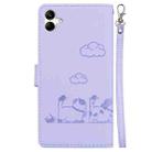 For Samsung Galaxy A04e / F04 / M04 Cute Cats RFID Leather Phone Case(Purple) - 3