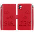For Samsung Galaxy A04e / F04 / M04 Cute Cats RFID Leather Phone Case(Red) - 1