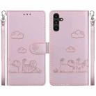 For Samsung Galaxy A13 5G Cute Cats RFID Leather Phone Case(Rose Gold) - 1
