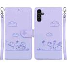 For Samsung Galaxy A13 5G Cute Cats RFID Leather Phone Case(Purple) - 1