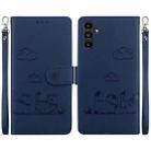 For Samsung Galaxy A13 5G Cute Cats RFID Leather Phone Case(Blue) - 1