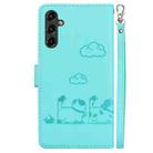 For Samsung Galaxy A14 5G Cute Cats RFID Leather Phone Case(Green) - 3
