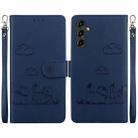 For Samsung Galaxy A14 5G Cute Cats RFID Leather Phone Case(Blue) - 1