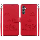 For Samsung Galaxy A16 5G Cute Cats RFID Leather Phone Case(Red) - 1