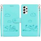 For Samsung Galaxy A33 5G Cute Cats RFID Leather Phone Case(Green) - 1