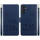 For Samsung Galaxy A34 5G Cute Cats RFID Leather Phone Case(Blue) - 1