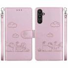 For Samsung Galaxy A35 5G Cute Cats RFID Leather Phone Case(Rose Gold) - 1